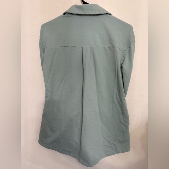 Small Hem & Thread Blue Button-Up Shacket - Picture 2 of 4